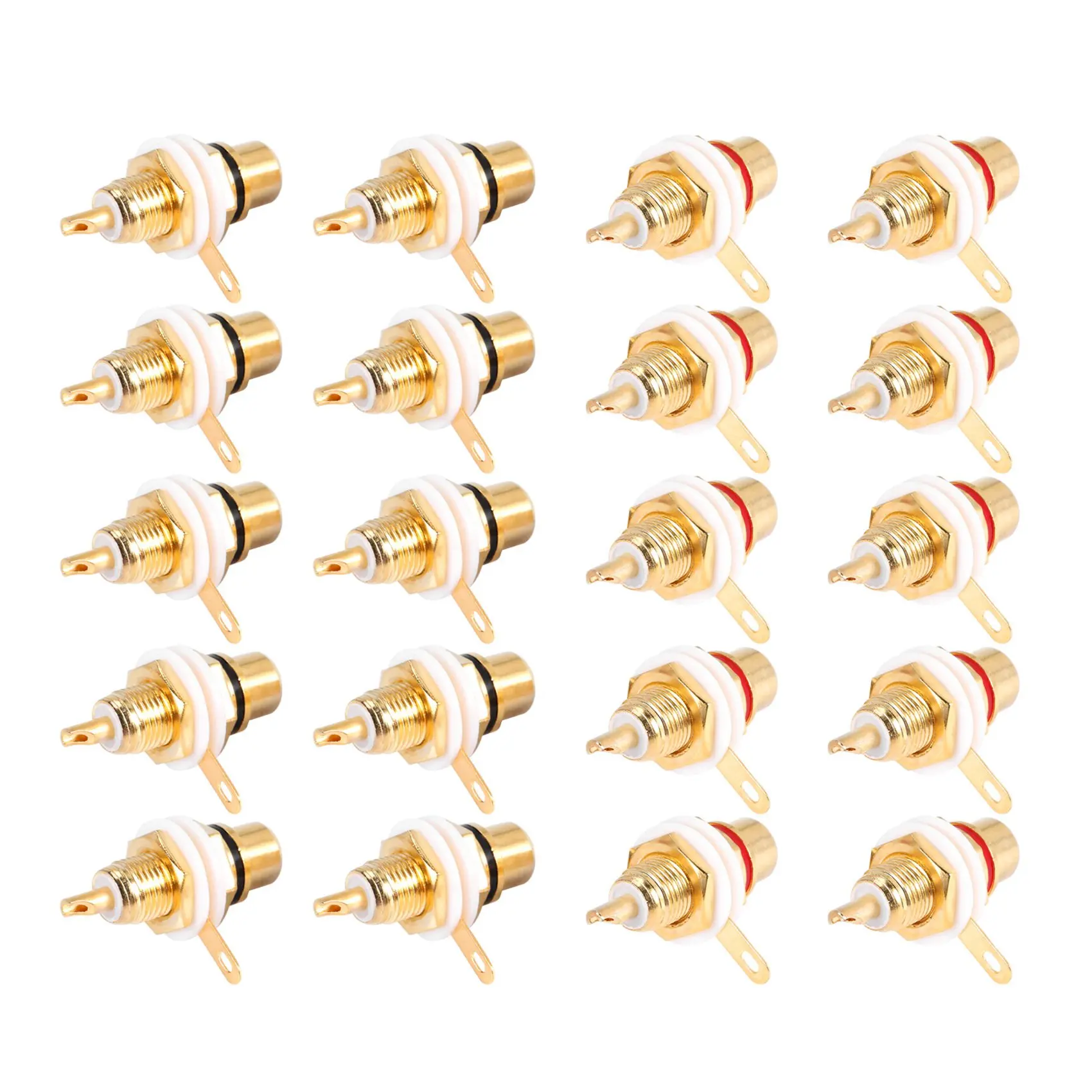 High-end 20Pcs Gold Plated RCA Terminal Jack Plug Female Socket Chassis Panel Connector for Amplifier Speaker
