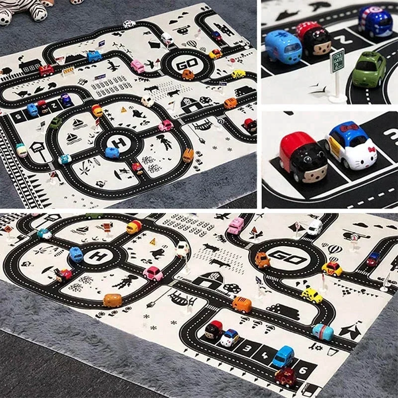 Road Mat Children Toy Waterproof Parking Lot Traffic Car Map Play Mat Boy Girls Educational Games Carpet Playmat for Baby