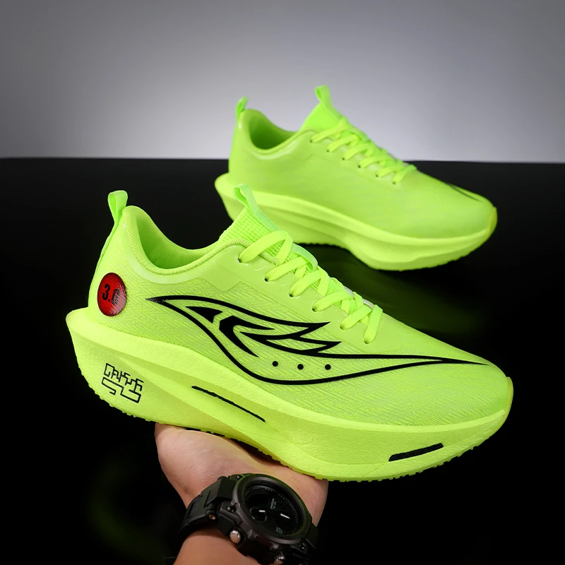 Summer Mens Sports Shoes Racing Trend Anti Slip Wear-Resistant Marathon Training Comfortable Lightweight Breathable Running Shoe