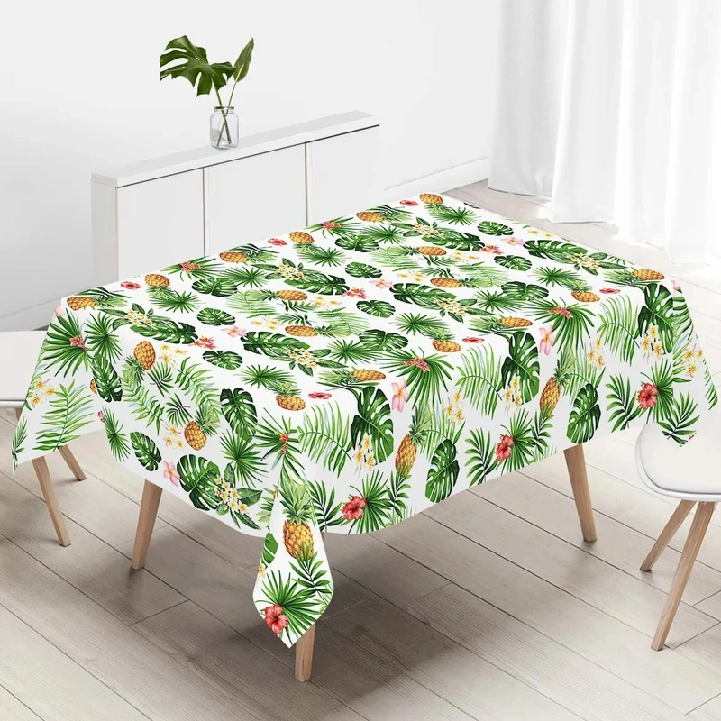 VIKAMA Summer Fruit Table Cloth Pineapple Green Leaf Pattern Waterproof Rectangular Home Decor Table Cover