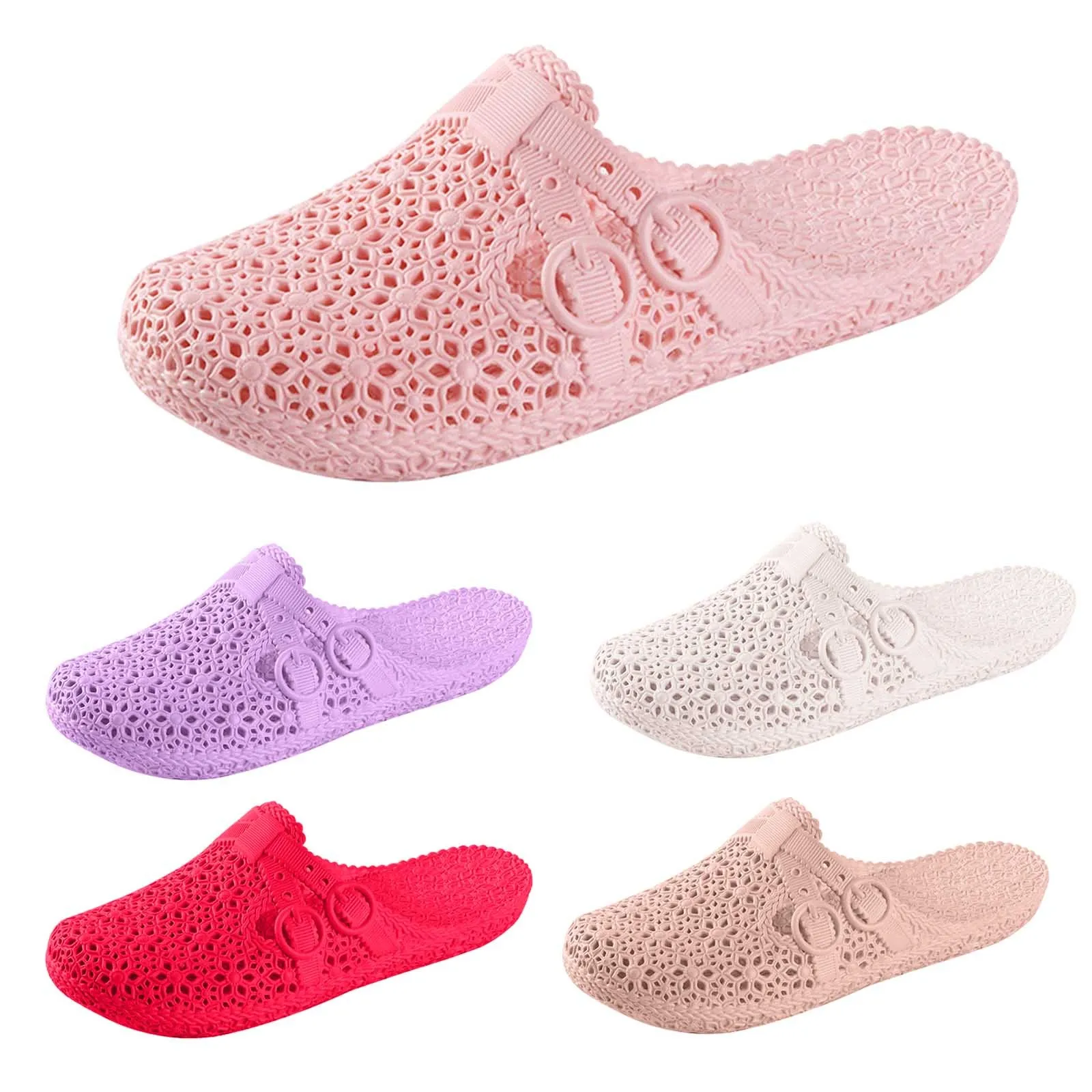 شباشب قابلة للتنفس للصيف في الهواء الطلق، أحذية مثقوبة للمنزل، شباشب كاجوال بإبزيم مجوف للنساء #5