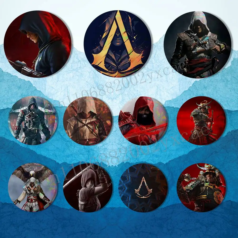 

Yasuke A-Assassins Creed Naoe Badges Badges On Backpack Jacket Cartoon Round Brooches Acrylic Button Pins Collection Gifts