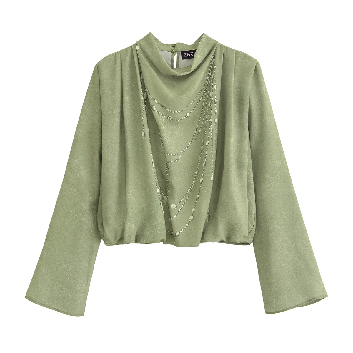 

2025 Summer New Fashionable Style Loose Chain Decoration Punk Modern Printed Long Sleeve Shirt