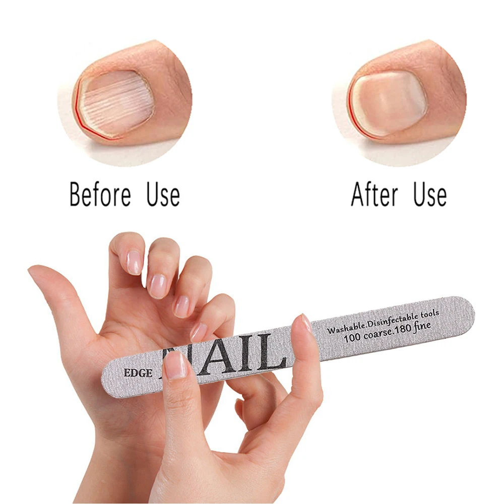 50 قطعة ملف الأظافر الخشبية عازلة 100/180 مزدوجة الجانب ملفات الأظافر رمادي الصنفرة مسمار الرملي طحن هلام طلاء الأظافر مانيكير أداة #5