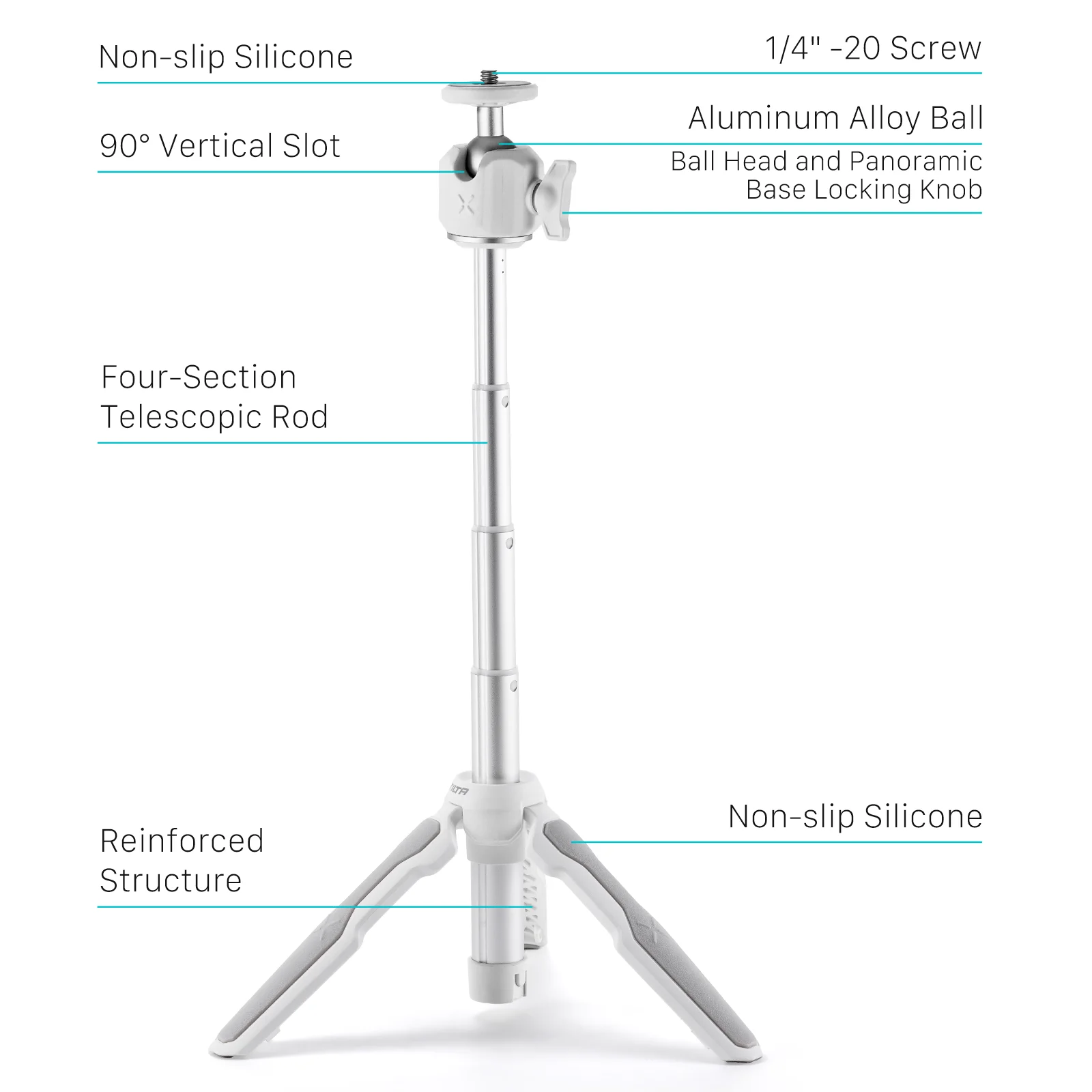TILTA TT-VT01 حامل ثلاثي القوائم قابل للتمديد لمدونة الفيديو (1 كجم) حامل ثلاثي القوائم Monopod صغير متوافق مع DJI Osmo Action 3 4 5 PRO