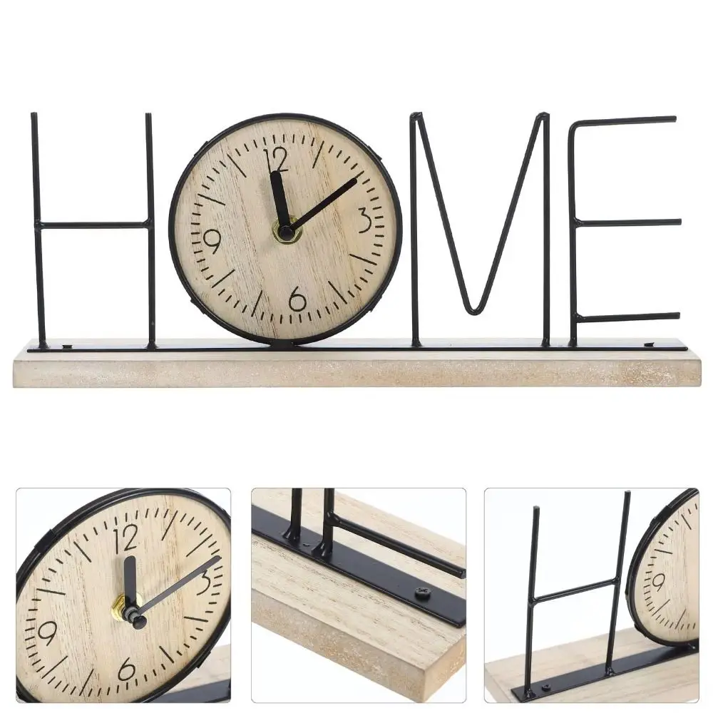 

Nordic Creative Iron Craft Clock Minimalist Silent European Desk Clock Exquisite Battery Powered Wood Retro Clock Bedroom
