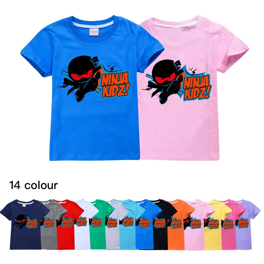 New NINJA KIDZ Kids Cartoon Clothes Children Graphic Tee Summer Boys Fashion Short Sleeve T-Shirt Baby Girls Tops Clothes