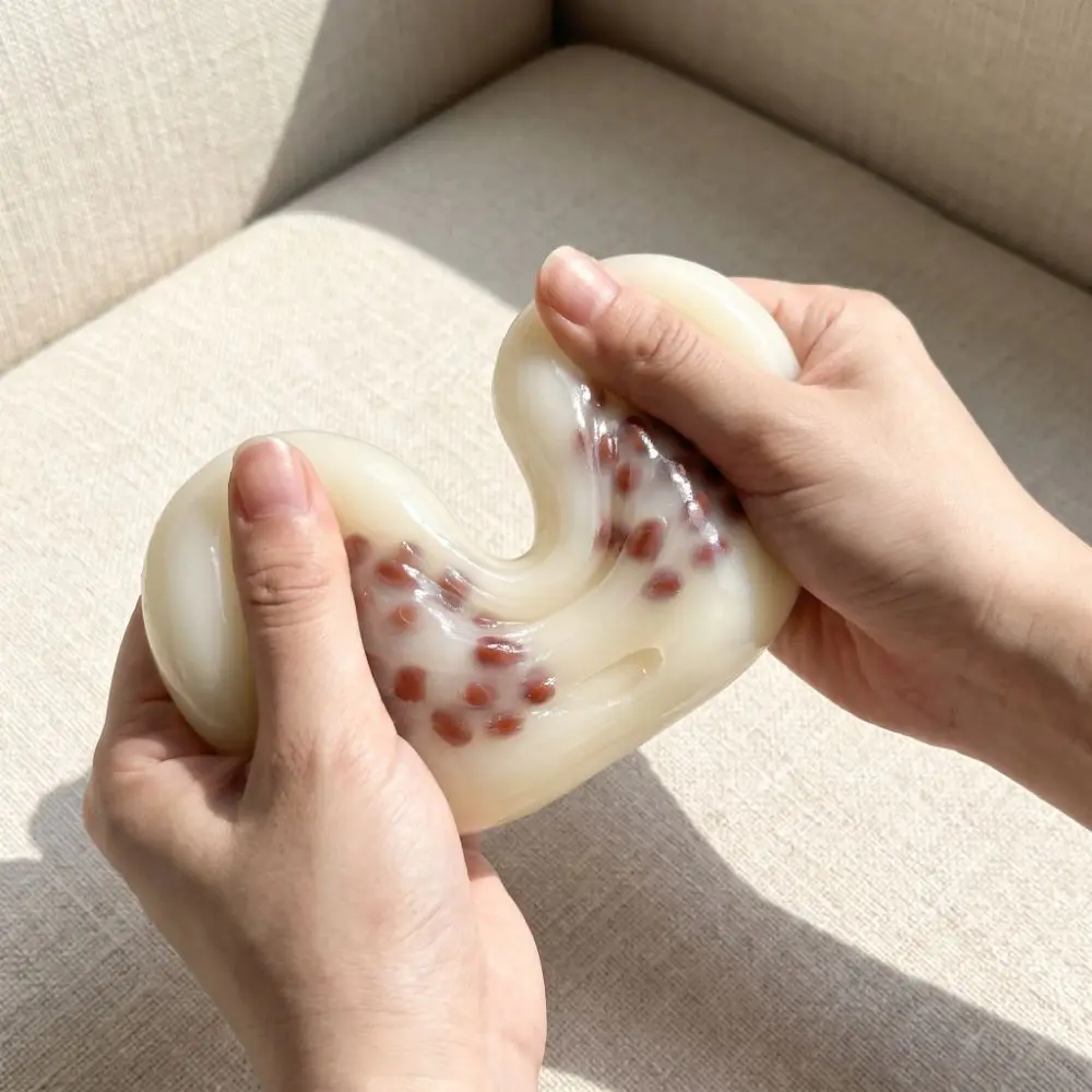 Sensory Fidget Ball Quick-rebound Squeeze Coconut Oil Pinch Red Bean Fidget Squishy 6cm Round TPR Fidget Desktop Gift