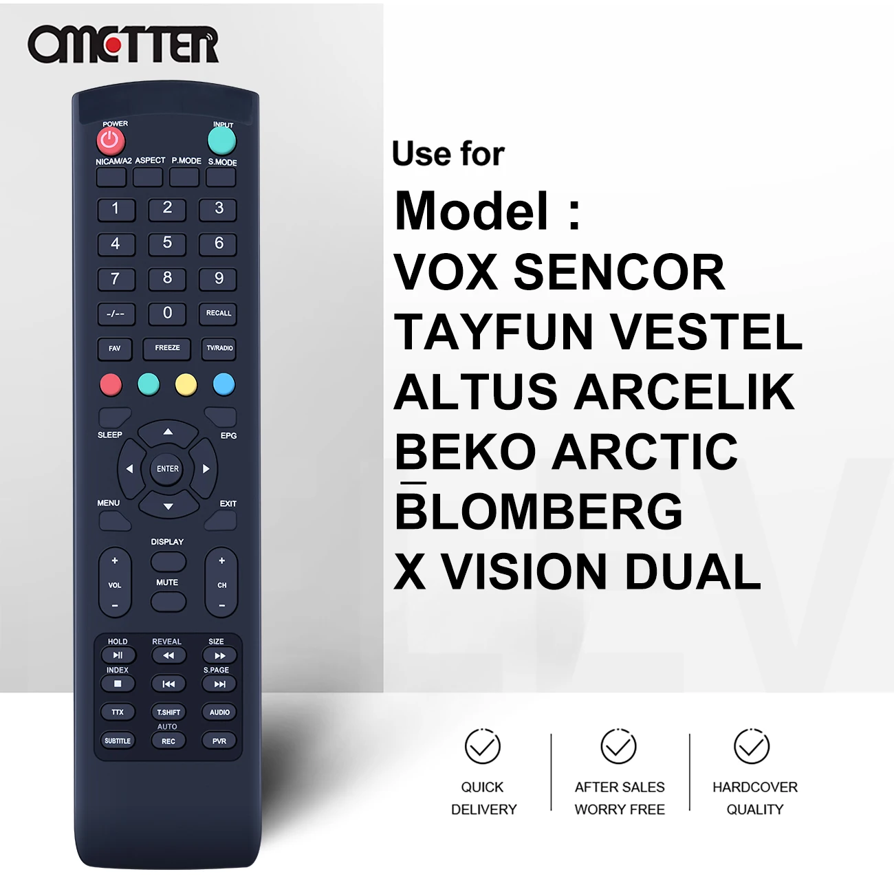 New for VOX SENCOR Tayfun Vestel Altus Arcelik Beko Arctic Blomberg X VISION DUAL Smart TV Remote Control