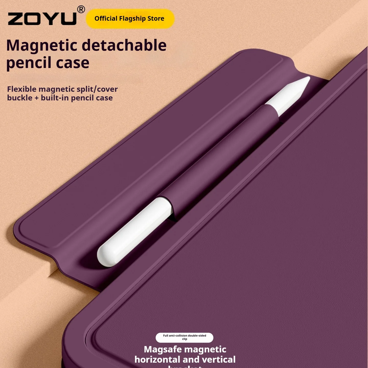 ZOYU for iPad 10/11th Bracket Magnetic Suction Disassembly Pen Case, iPad Pro 11 12.9 Air 4/5th 11/13 K-fold Rotating Case