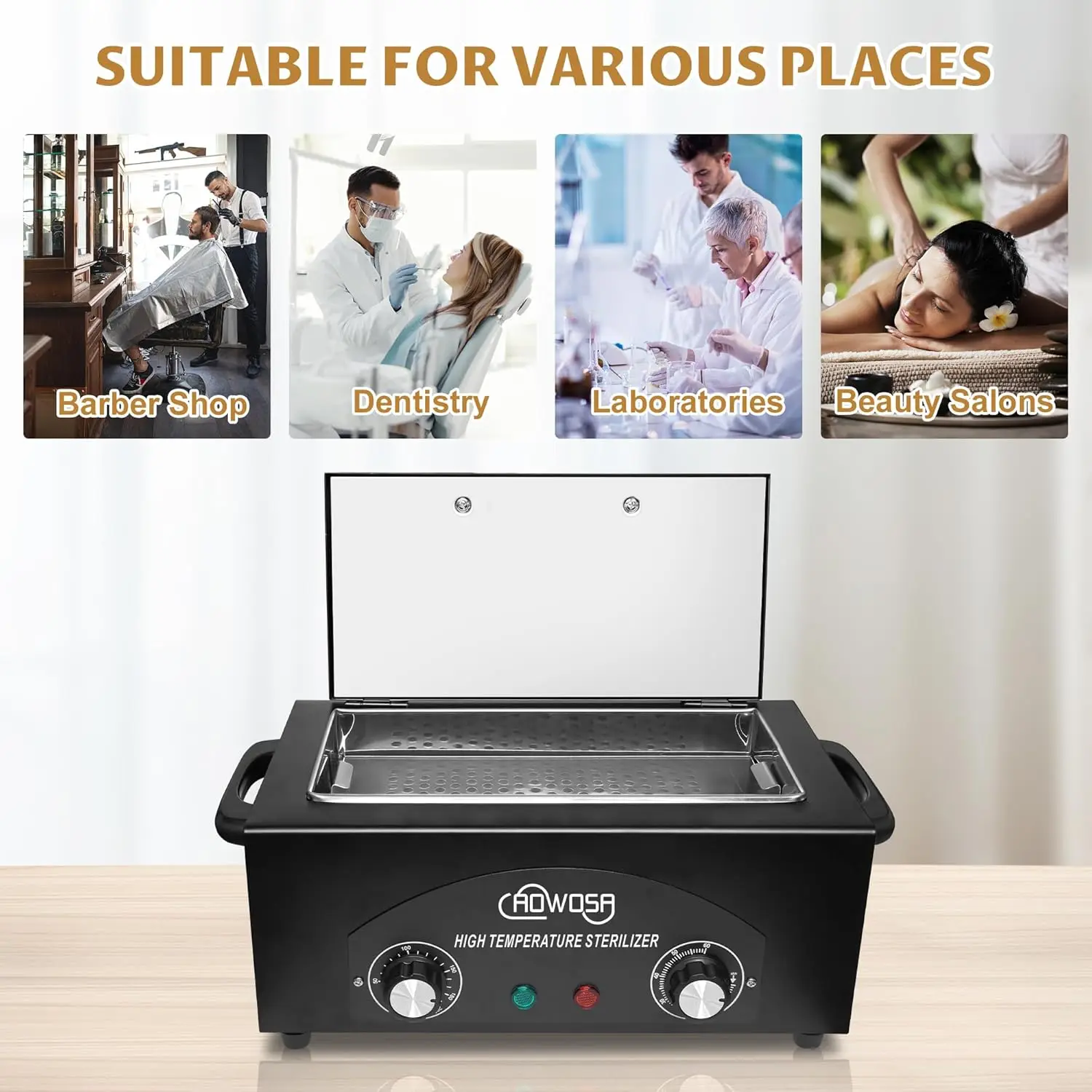 صندوق تعقيم حراري جاف سعة 2 لتر مع مؤقت وتحكم في درجة الحرارة للأظافر وأدوات الحلاقة