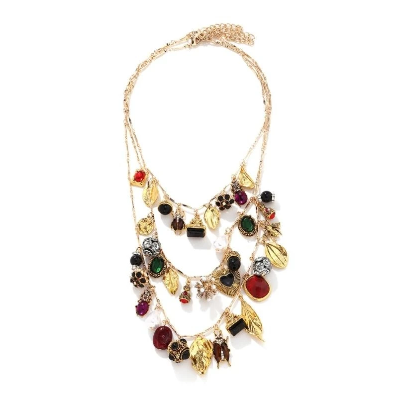 

N1HE Trendy Multi Layer Necklace With Heart Leaf And Nature Inspired Design for Women