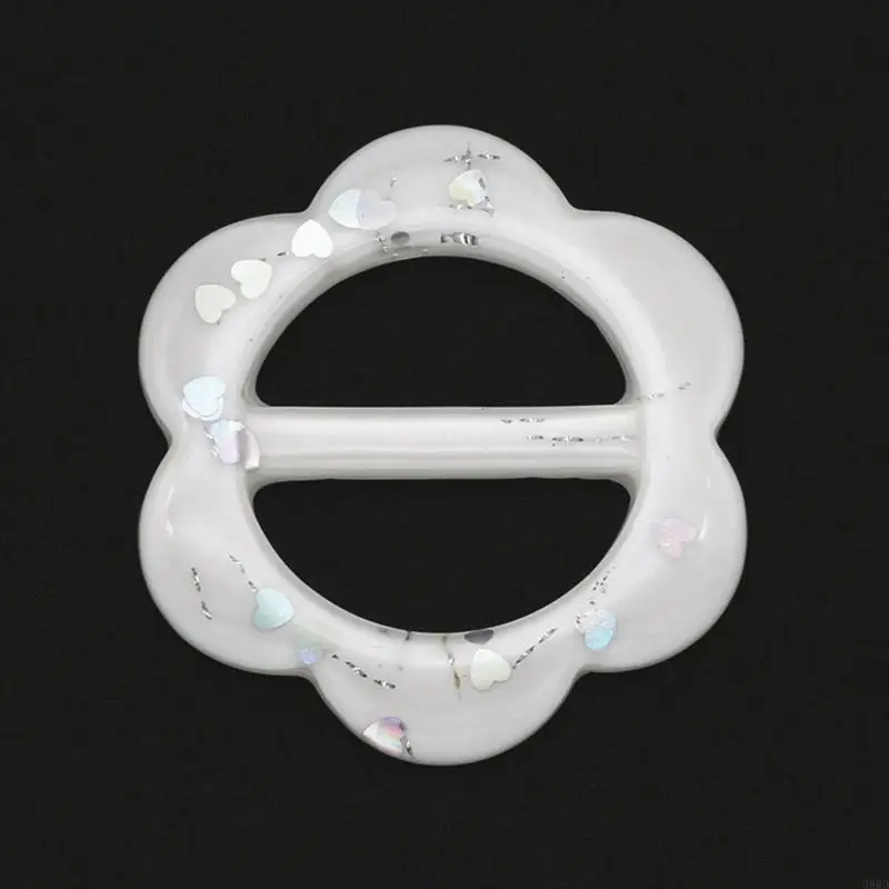 

652F Resin Belt Buckle Suitable for Most Belt Sizes Silk Scarf Buckle with Glitter Flower Corner Buckle T Shirt Clips