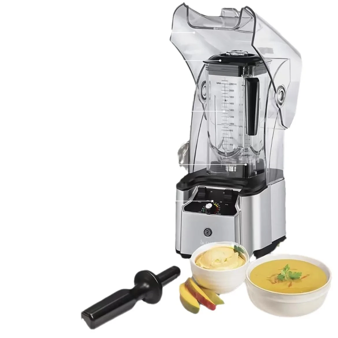 BL802S Intelligent Commercial Blender for Home Hotel Use 1.8L Juice Bar Plastic Ice Crush Jug Soundproof Cover Durable