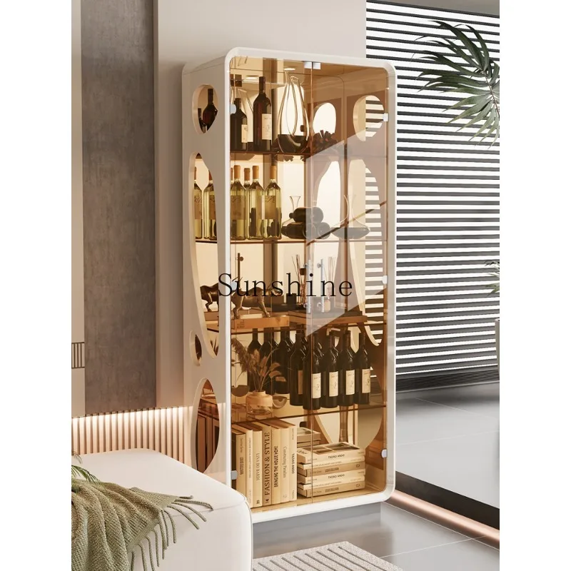 

Household cream windshield cabinet glass door light luxury simple high-end against the wall