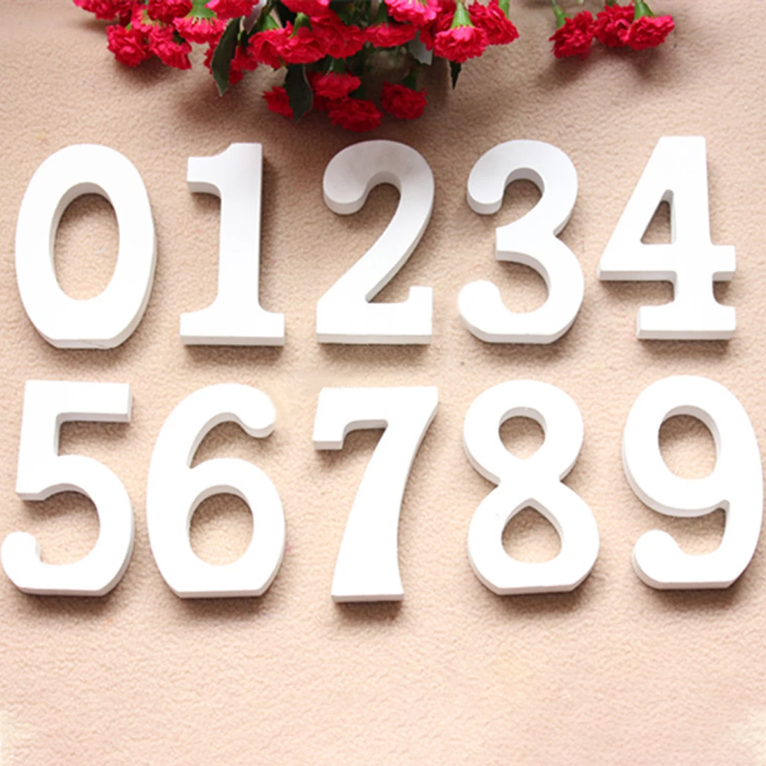 Wedding 0-9 White Wooden Numbers Party Ornaments Hotel DIY Arabic Numerals Ornaments Art Crafts Standing Party Weddin Home Decor