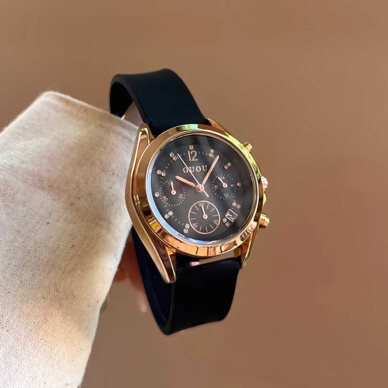 

Elegant Women'S WatchStudent StyleWomen'S Leather StrapMulti-Functional Large Dial Quartz WatchWomen'S Gift, Watch Accessory.