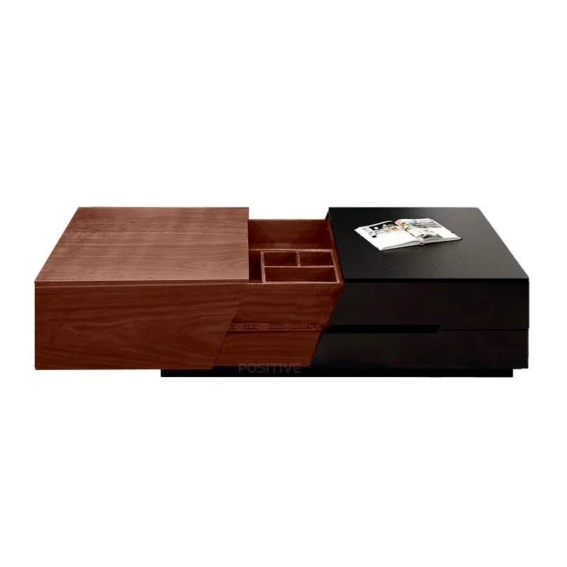 Square Coffee Table Simple Modern Living Room Multi-Functional Storage Coffee Table Movable Tabletop ST-0010