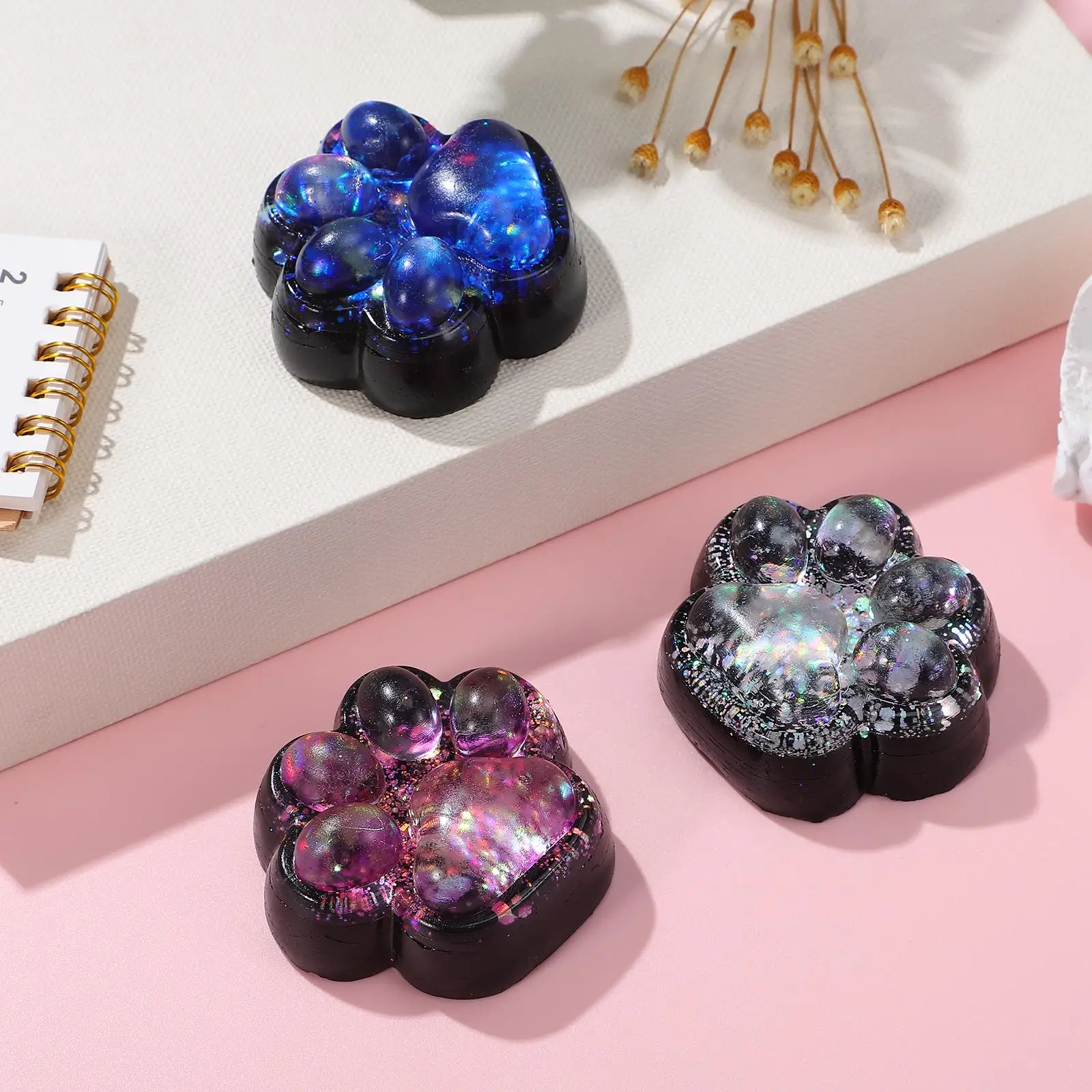 3 Pcs Black Cat Squeeze Toys Adorable Paw Design Soft Safe TPR Material Fidget Toy for Kids Adults Party Favor