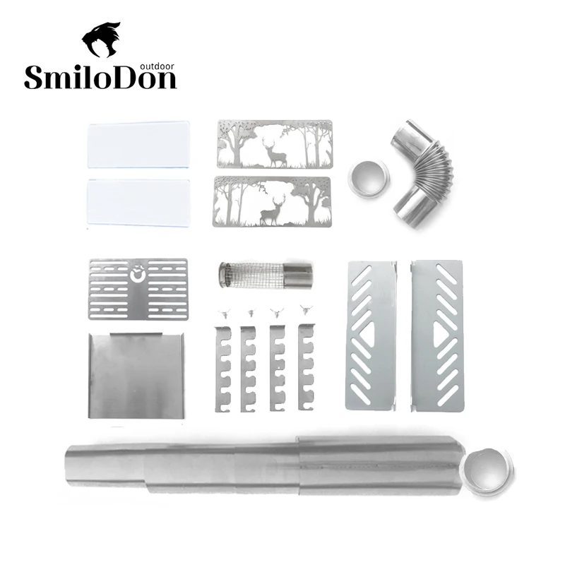 Smilodon-Mini Firewood Stove Accessories Camping Tent Wood Stove Accessories Chimney Spark Arrestor Frame Chimney Adapter Glass