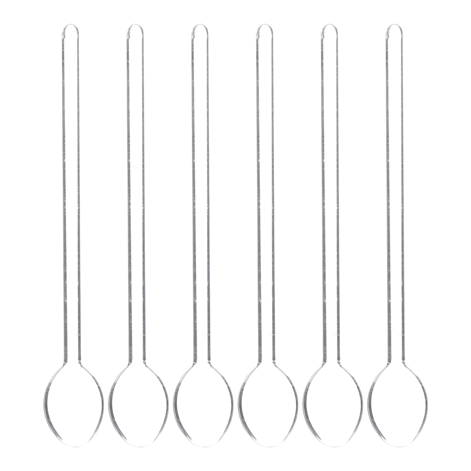 

6pcs Long Handle Glass Mixing Spoons Transparent Heat Resistant Round Head Stirring Spoon Coffee Milk Dessert Ice Cream Scoops