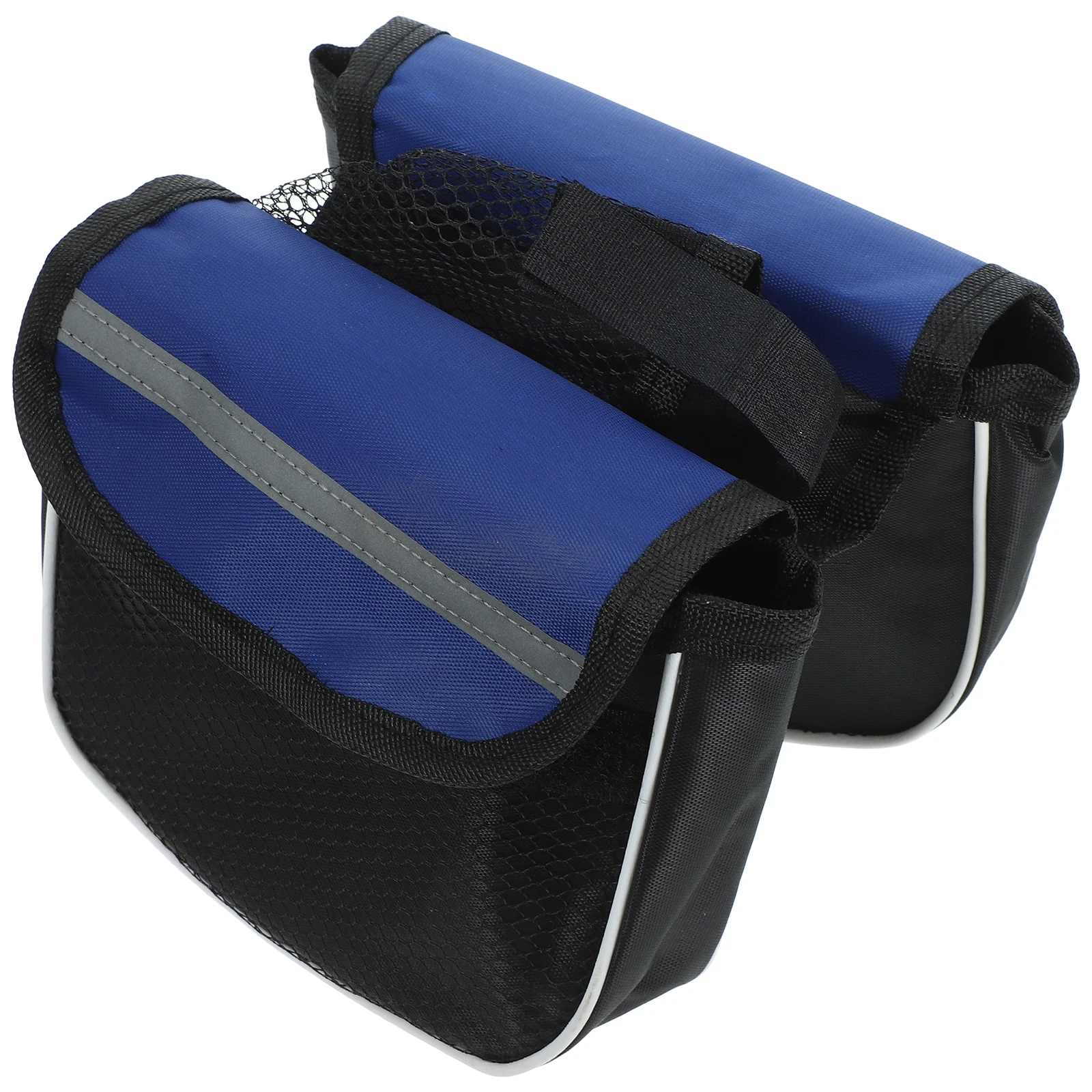 

Bike Handlebar Bag Three Pockets Reflective Stripes Lightweight Durable Bicycle Frame Pack Road Cycling Accessories Blue