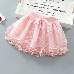 Toddler Baby Girl tutu Skirts Children 4 Season Mesh Skirts for Girls Kids Pink Beige Princess Skirt with Bow fits 1-10 Years