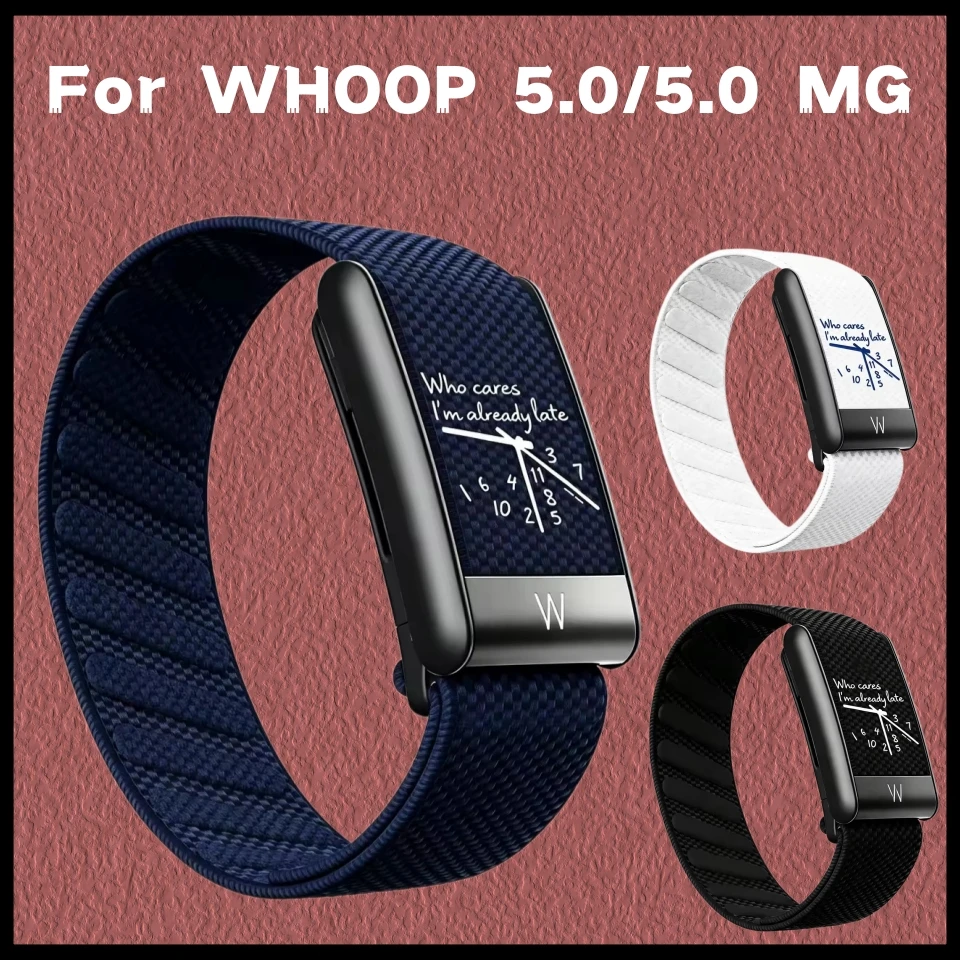 New Clock Pattern Printed Magnetic Loop Nylon Strap With Frame Replacement Kit For Whoop 5.0 MG Breathable Fitness Wristband