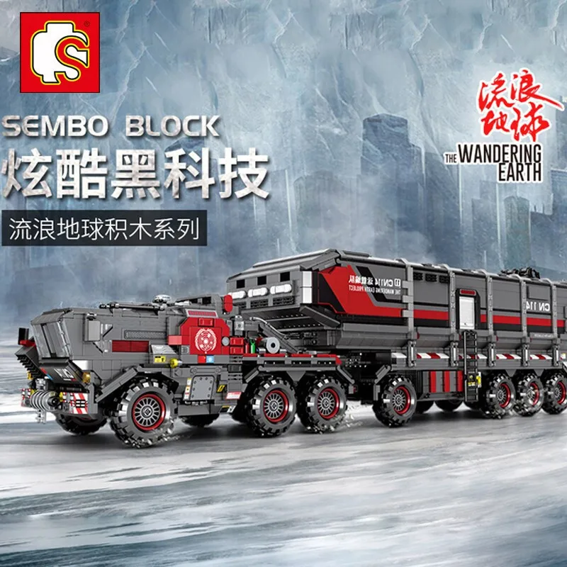 SB107009 The Wandering Earth Container-type Fusion Igniter Transport Vehicle Adult Advanced Building Block Model Kit Gift3712pcs