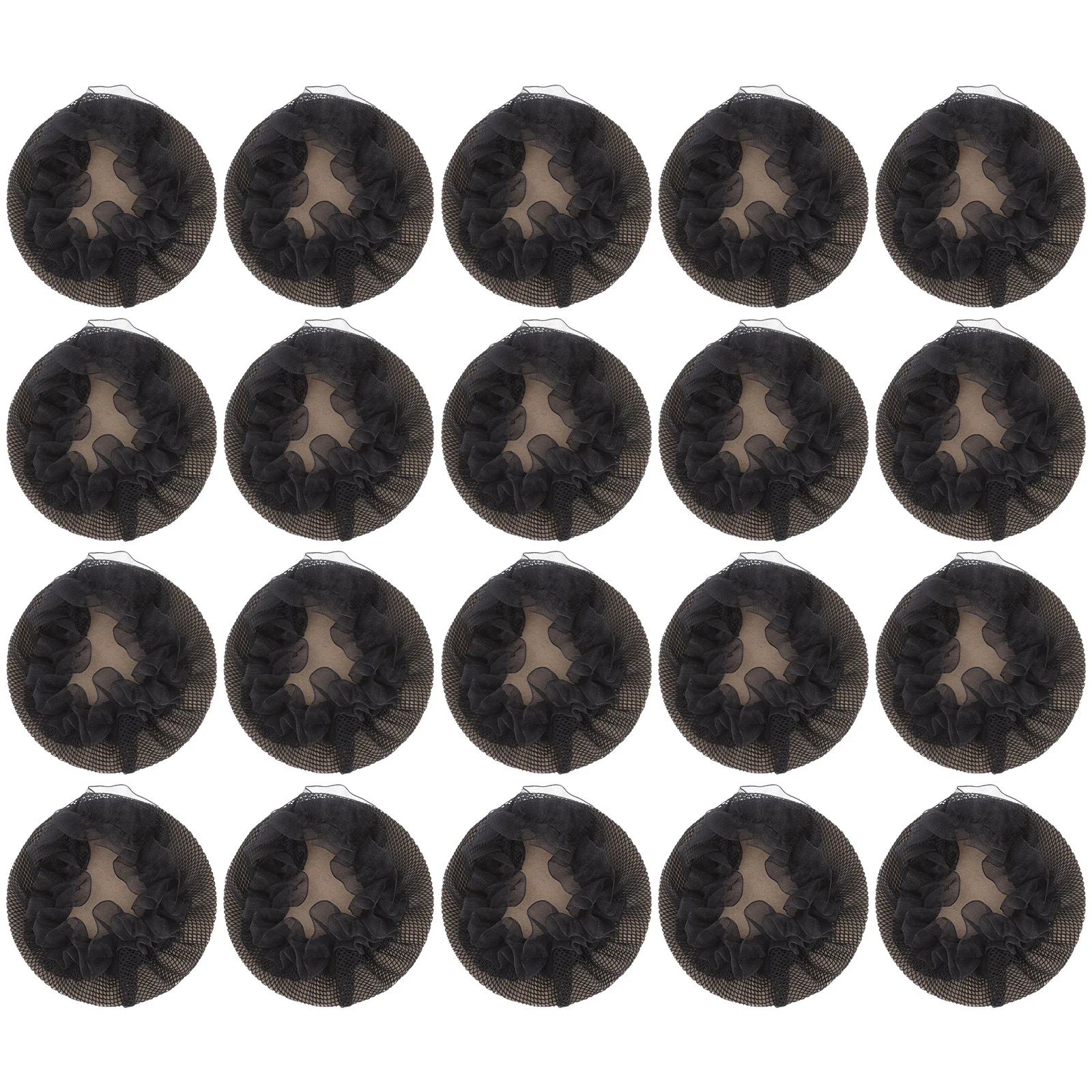 

20pcs Elastic Hair Snood Lightweight Lace Hairnet Bun Cover For Women Dancer Headwear Wedding Party Event Use