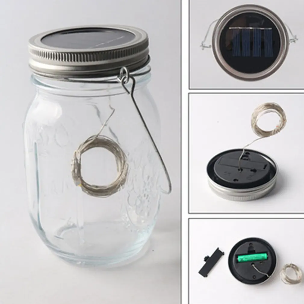 Lampada solare per barattolo di vetro decorazione lanterna cortile onda bottiglia luce utilizzata ovunque all'interno o all'esterno pieghevole resistente alle intemperie