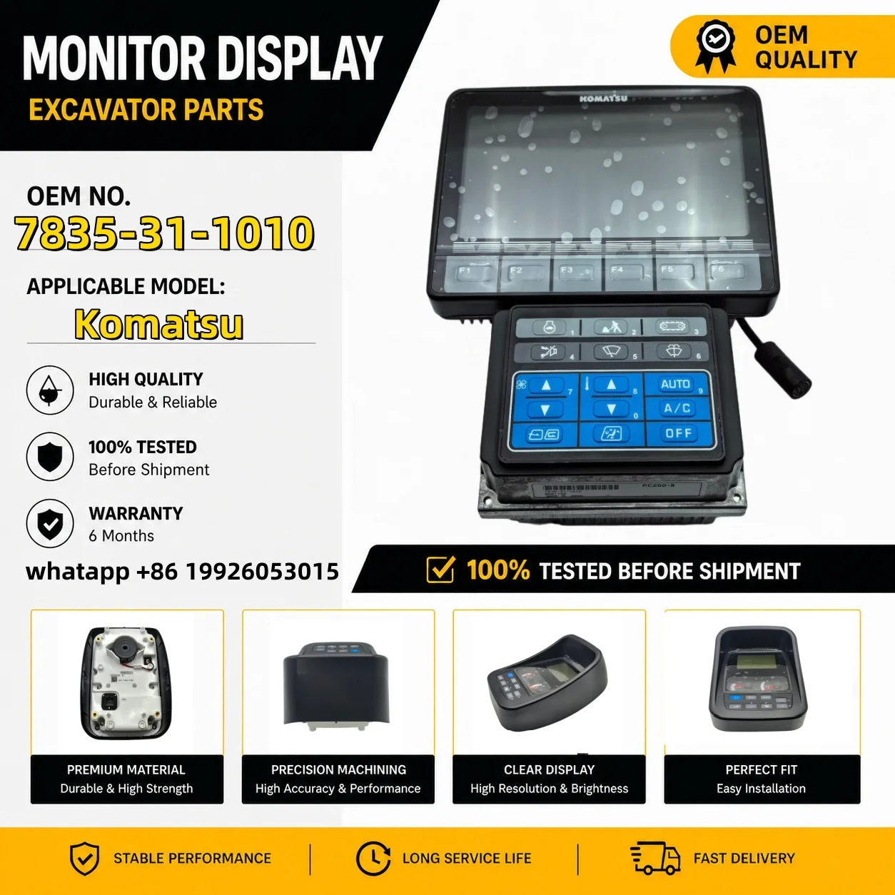 PC200-8 PC-8 Monitor 7835-31-1000 7835-31-100Z 7835-31-1002 For Komatsu PC200LC-8 PC210-8 PC210LC-8 PC220-8 Excavator Parts ﻿