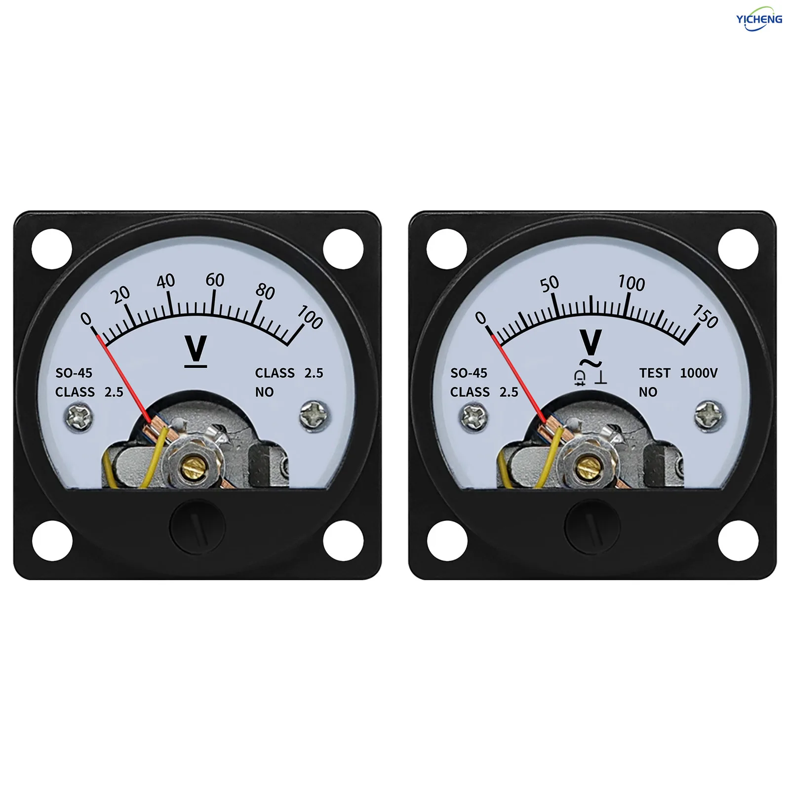 YICHENG DC/AC Voltage meter pointer type marine circular voltage meter1V2V3V5V10V20V30V50V100V300V300V300V800V,Direct connection