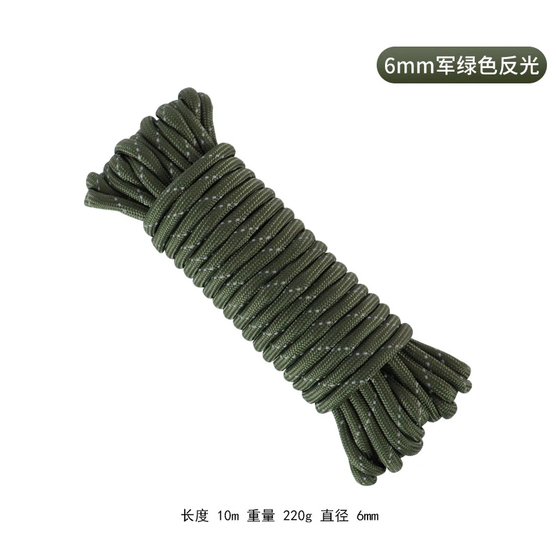 2024 Umbrella Rope 6mm,tent  31 Meters Long,15 Core Outdoor Load-bearing Paratrooper Traction  Tied with Rescue Climbing Rope