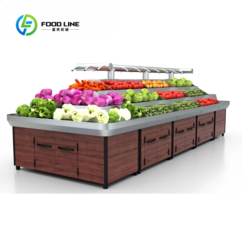 Customized 3-Tier Light Duty Stainless Steel Spray Mist Produce Display Stand, Fruit & Vegetable Display Cabinet with Sprayer