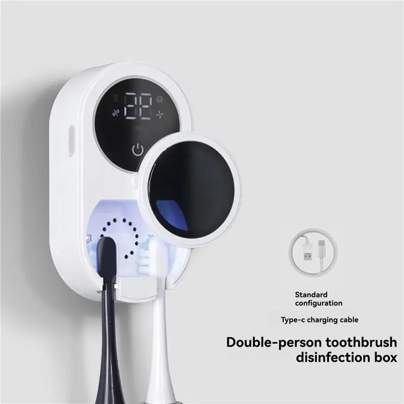 ASWUT-3X Toothbrush Holder And Cleaner For Bathroom Light Cleaning Fan Drying Automatic Rotating Cover Wall Mounted Smart Home