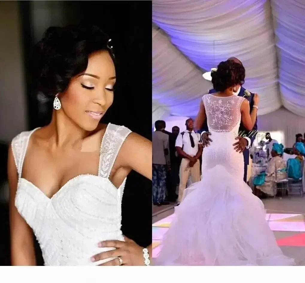 تخصيص حجم كبير الديكور اللؤلؤ تول حورية البحر الكشكشة الأفريقية التنانير العربية السوداء الفتيات فستان الزفاف الوهم الزفاف