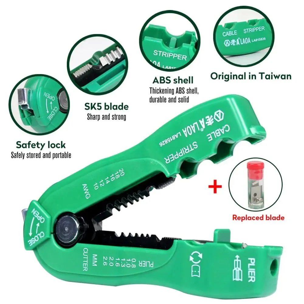 LAOA Wire Cutter Cable Stripper Multifunction Portable Wire Stripping Crimp Tool Hand Tools Suitable 0.8-2.6mm