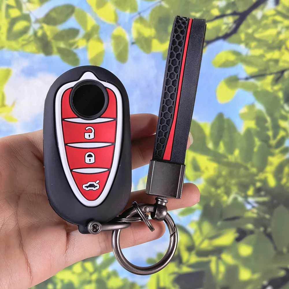 Durable Textured Grip Silicone Key Fob Holder with Keychain for Alfa Romeo Giulietta Mito 159 4C Junior GTA Protective Cover