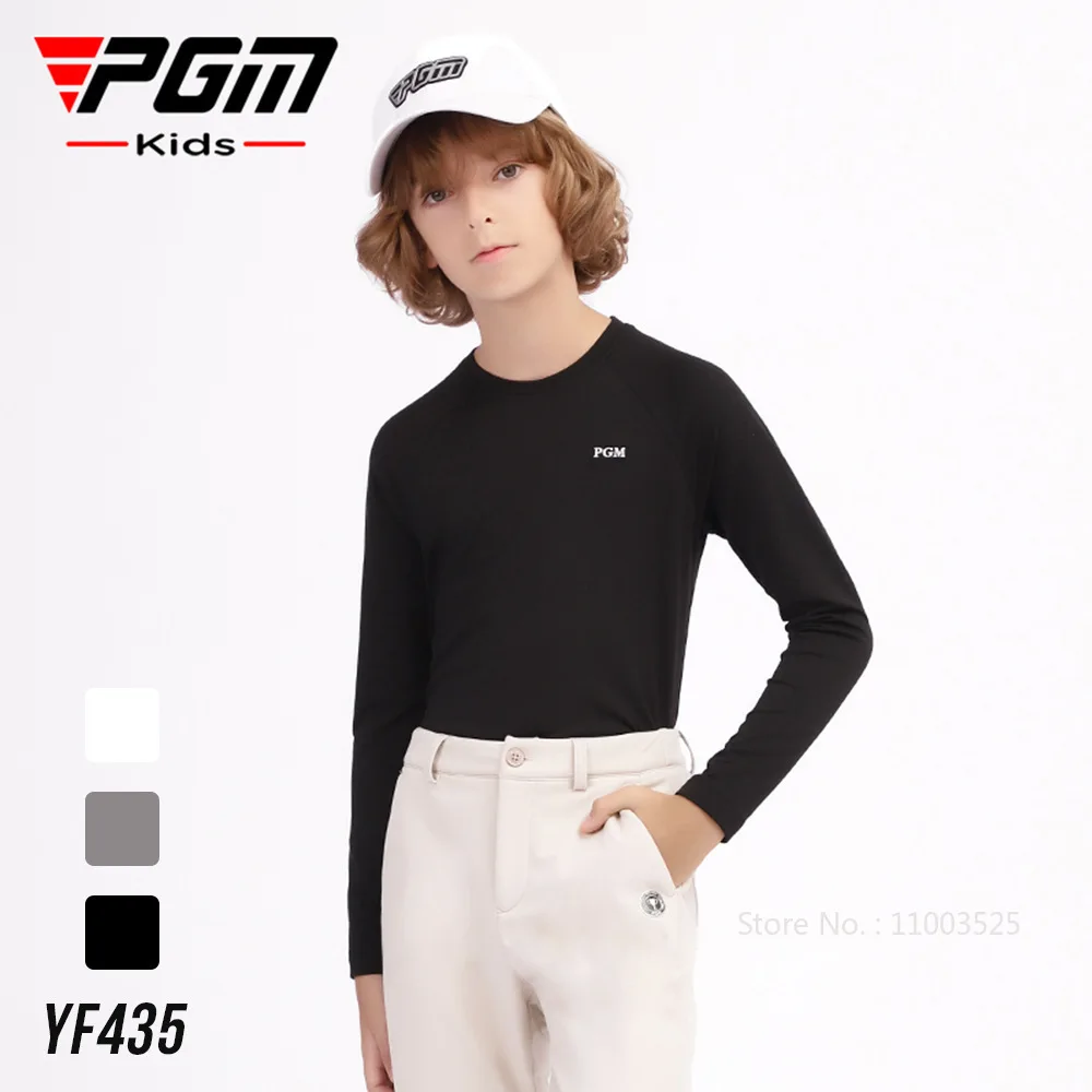 

PGM Children Golf Shirt Boys Elastic O-neck Underwear Teenager Long Sleeve Casual Tops Boys Keep Warm Soft Golf Shirt Sportswear