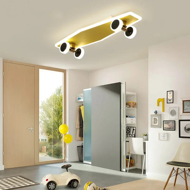 Imagem -02 - Luminária de Teto Led Nórdica Novo Design Criativo Iluminação Moderna para Quarto Infantil Meninos Meninas Sala de Estar Skateboard