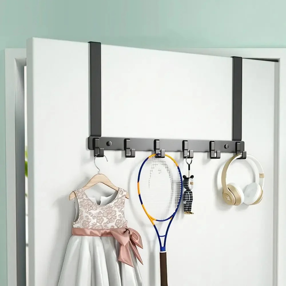 Storage Hooks Over The Door 6 Hooks Clothes Coat Hat Towel Hanger Home Organizer Rack Bathroom Kitchen Accessories Holder