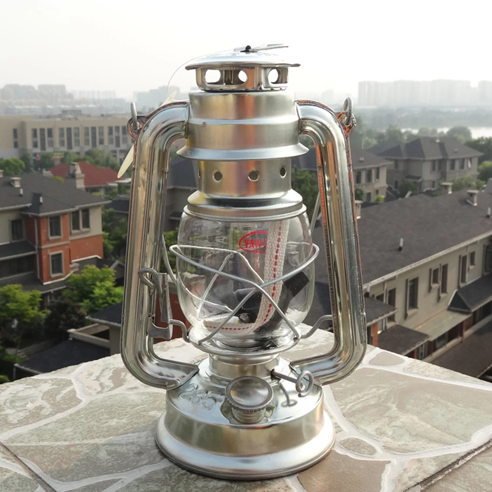 Lanterne da uragano da 19 cm Lampade a olio con stoppino Luce di emergenza selvaggia alimentata da olio vegetale diesel per l'arredamento del giardino