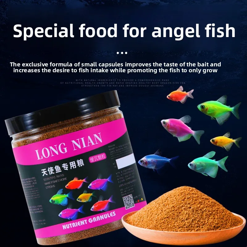 

LONGNIAN Angelfish&Tetra Food-Micro Pellets for Tropical Community Tank|Color Enhancing Formula for Black Skirt Tetra&Small Fish