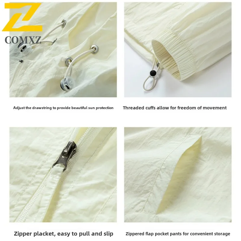 Men's Women Sun windbreaker Jacket 2025 UV Cooling Hoodie Long Sleeve Summer Clothing for Outdoor Hiking Solid Color Zipper Coat