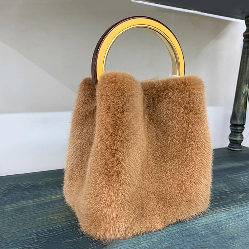 Luxury Designer Real Mink Fur Handbag Purses And Handbags For Women Fur Bag Ladies Bag Party Evening Clutch Bag Women\'s Fur Bags