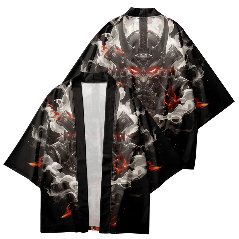 2025Männer Strickjacke Haori Japa Nese Anime Dämon Samurai Druck Kimono Harajuku Frauen Strand Yukata Plus Größe