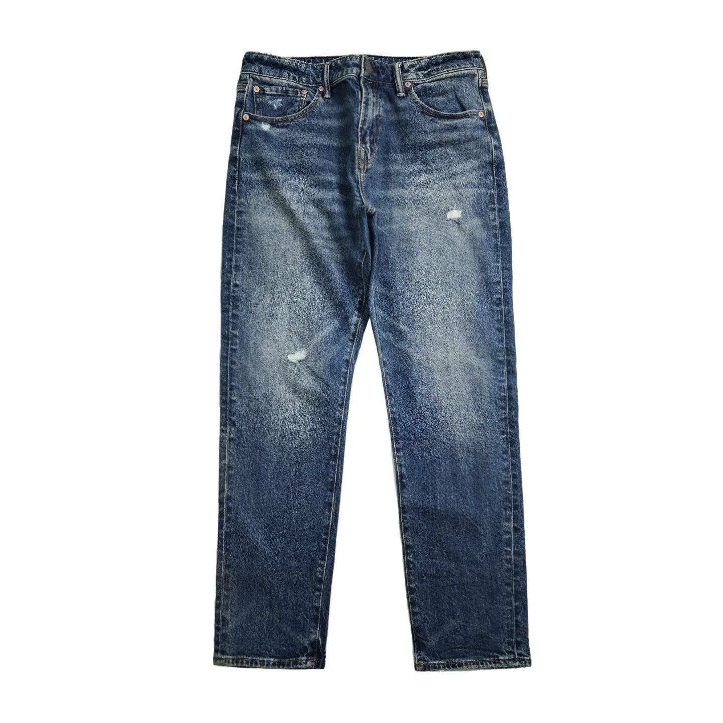 

Синие мужские джинсы прямого кроя с высокой талией, американского стиля, зимние, устойчивые к деформации, повседневные, из смесовой ткани (хлопок, шерсть, полиэстер)