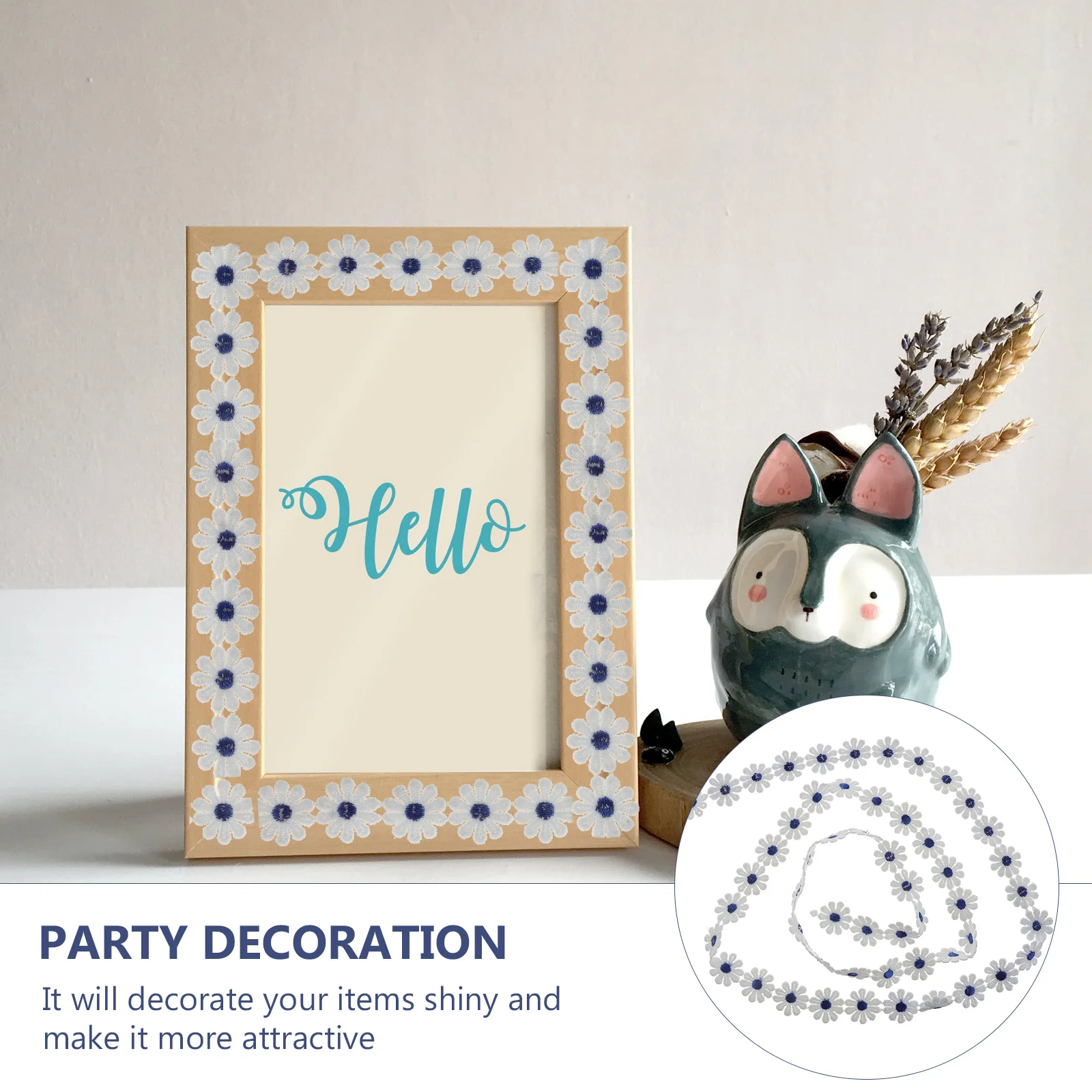 

15 Yards Elastic Embroidery Lace Bride Polyester Yarn Daisy Flower Sewing Embroidered Ribbon