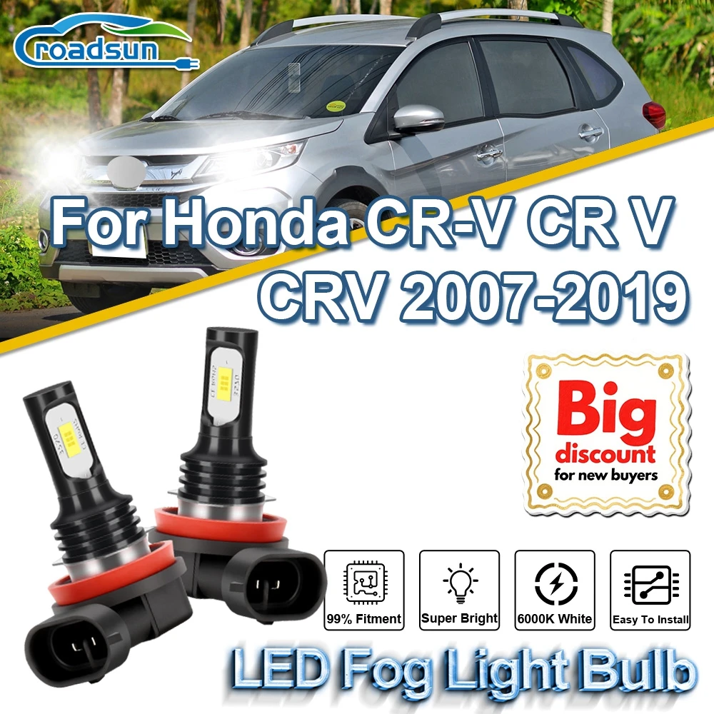 ROADSUN Canbus LED Fog Light Bulbs Fog Lamp Ampoules For Honda CR-V CR V CRV 2007 2008 2009 2010 2011 2012 2013 2014 2015-2019